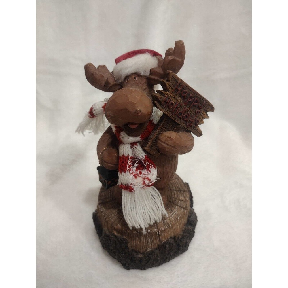 Vintage Christmas Moose Figuring Music Box Plays Rudolph The Red Nosed Reindeer